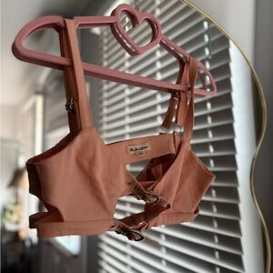 For Love & Lemons Dusty Rose Cropped Buckle Bralette